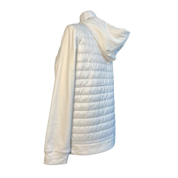 Weekends by‎ Chico's Women's Quilted Puffer Jacket Size 1 Cream Hooded Soft Cozy - Picture 4 of 9